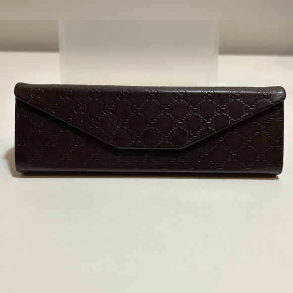 Gucci Dark Brown Embossed Eyewear Case - Picture 1 of 4